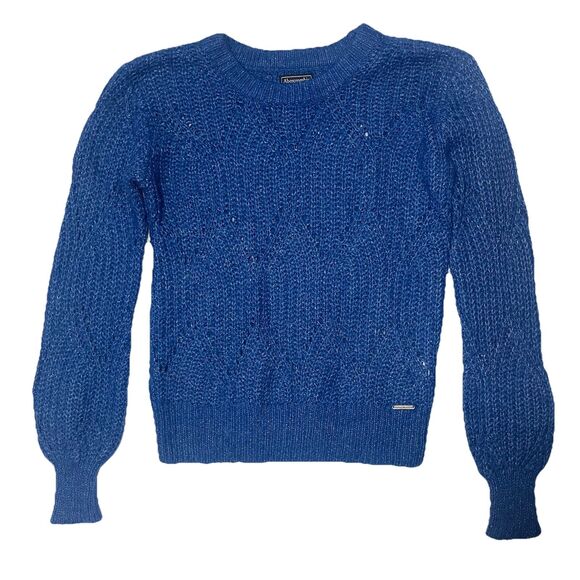 Abercrombie & Fitch Sweaters - Abercrombie & Fitch Sz Medium Puff Sleeve Crewneck Knit Wool Blend Sweater Blue